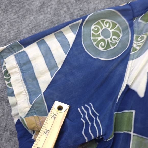 Vintage Territory Ahead Shirt Medium Blue Aztec Geometric Short Sleeve Rayon - Picture 4 of 10